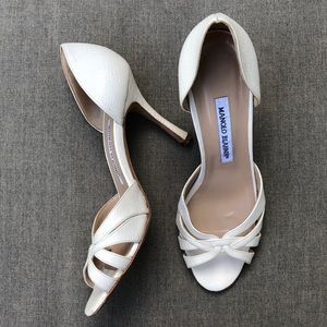 Manolo Blahnik Cream Strappy Heels